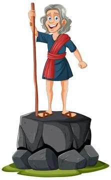 Cheerful Ancient Philosopher on Stone Pedestal Stock Illustration