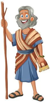 Cheerful Ancient Philosopher Vector Illustration Stock Illustration