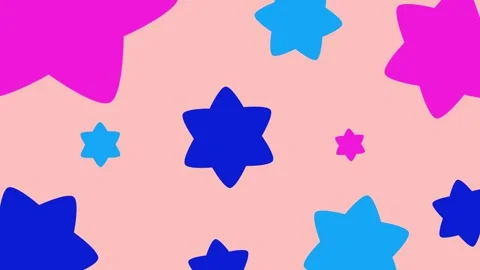 A cheerful and fun patterned background with bright pink blue and purple stars  Stock Footage 311814726