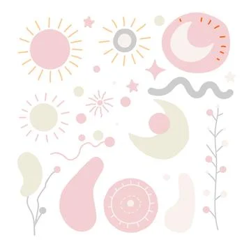 Cheerful and imaginative design elements and whimsical forms. Stock Illustration