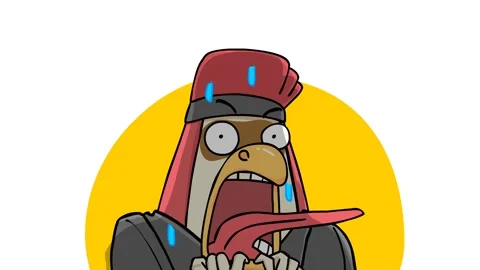 Cheerful Animated Chicken Scared of Thunder on White Background. Video stock 282773256