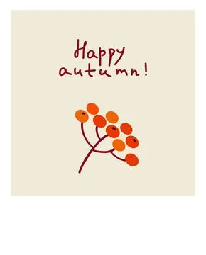 A cheerful autumn greeting featuring a vibrant illustration of orange berries Stock Illustration