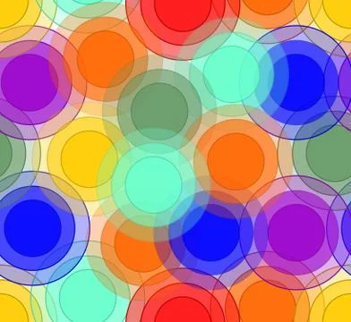 Cheerful background with overlapping circles in rainbow colors Stock Illustration