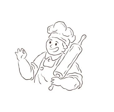 A Cheerful Baker With A Rolling Pin Showing An OK Sign Vector Illustration Stock Illustration