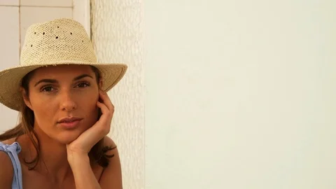 Cheerful beauty with hat Video stock 115847865
