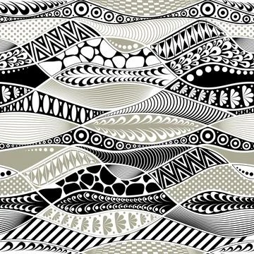 Cheerful Black and Grey Patchy Seamless Pattern イラスト素材