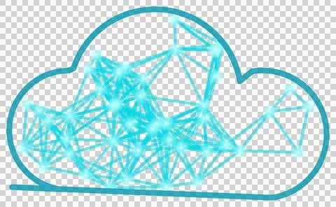 Cheerful blue cloud computing network isolated PNG with transparent background Stock Photos