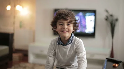 A cheerful boy is having fun. He is laughing. Stock Footage 44443739