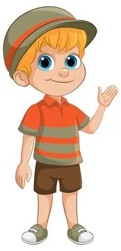 Cheerful Boy Waving Hello Stock Illustration