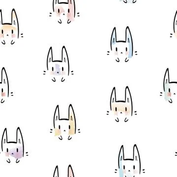 Cheerful bunny pattern on white background 库存插图
