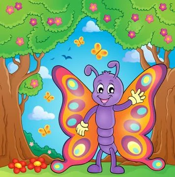 Cheerful butterfly theme image - eps10 vector illustration. Stock Illustration