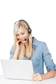 Cheerful call center operator Stock Photos