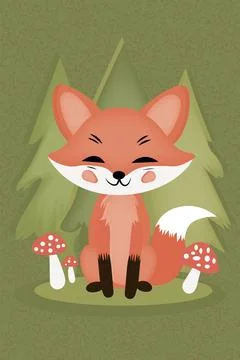 A cheerful cartoon fox Stock Illustration