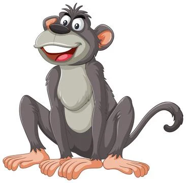 Cheerful Cartoon Monkey Sitting Illustrazione stock