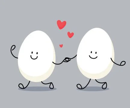 Cheerful chicken eggs together. Vector illustration in cartoon flat style. Stock Illustration
