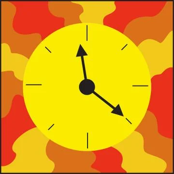 A cheerful clock with a sun dial. Stock Illustration