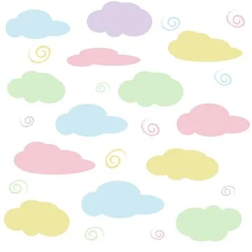 Cheerful colored clouds, children's seamless pattern in soft pastel colors... Stock Illustration
