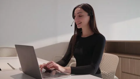 Cheerful Communication Specialist Stock Footage 331060185