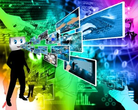 Cheerful computer 库存插图