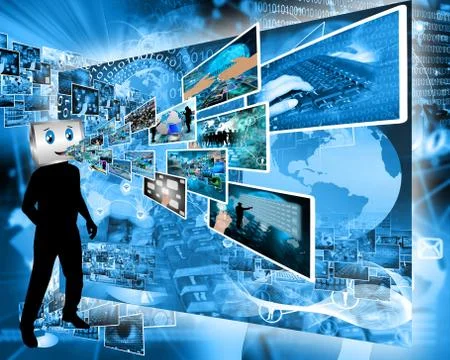 Cheerful computer 库存插图