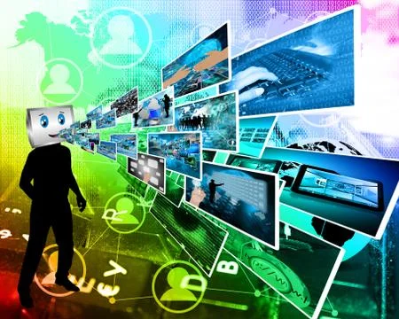 Cheerful computer Stock Illustration