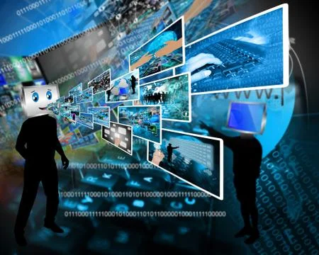 Cheerful computer Stock Illustration