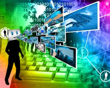 Cheerful computer Stock Illustration