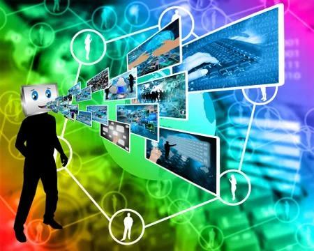 Cheerful computer 库存插图