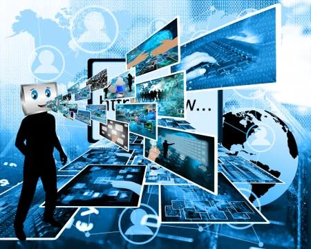 Cheerful computer 库存插图