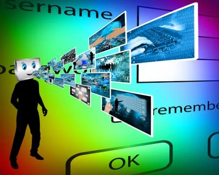 Cheerful computer Stock Illustration