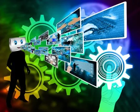 Cheerful computer Stock Illustration