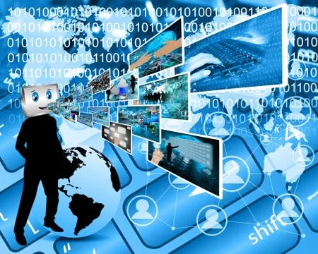 Cheerful computer Stock Illustration