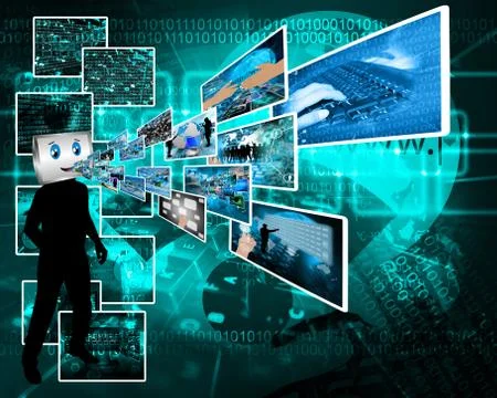 Cheerful computer Stock Illustration