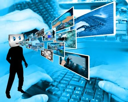 Cheerful computer 库存插图