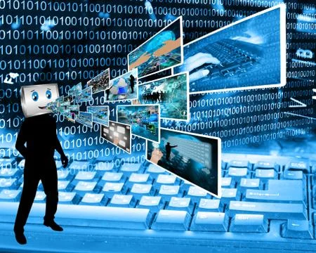 Cheerful computer Stock Illustration