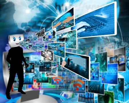 Cheerful computer 库存插图