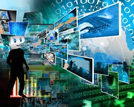 Cheerful computer 库存插图