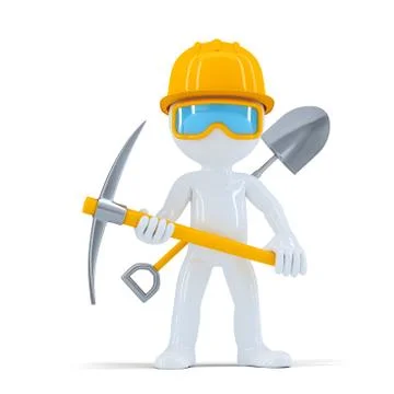 Cheerful construction worker/builder posing with tools Stock Illustration