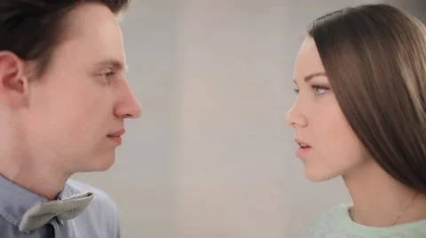 Cheerful couple looking at each other at meeting Stock Footage 55505577