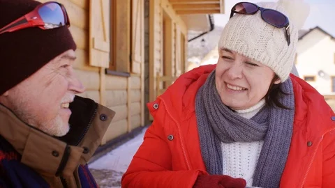 Cheerful couple on winter vacation  Video stock 87730189