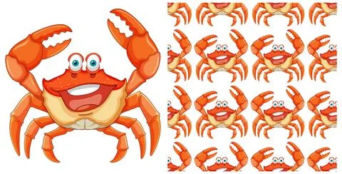 Cheerful Crabs Seamless Pattern Design Stock Illustration
