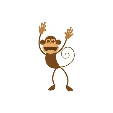 Cheerful, creative monkey character. Character for design. Vector illustratio Illustrazione stock