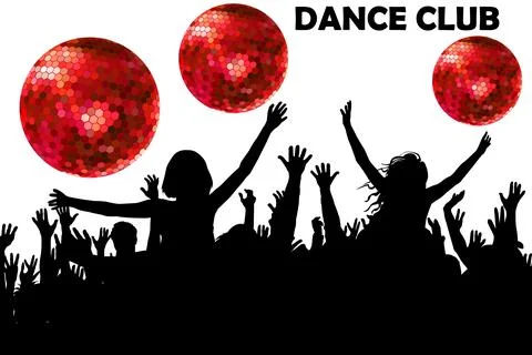 Cheerful crowd of people dancing Stock Illustration