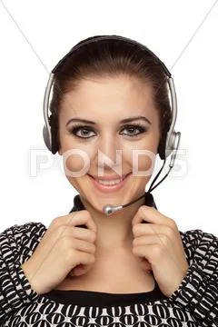 Cheerful customer service operator Stock Photos