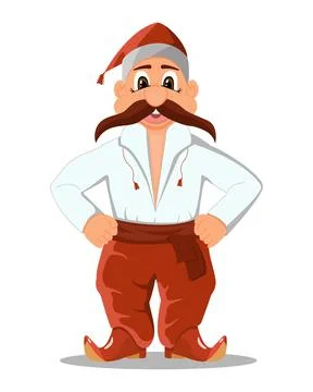Cheerful, cute, cartoon Cossack Stock Illustration