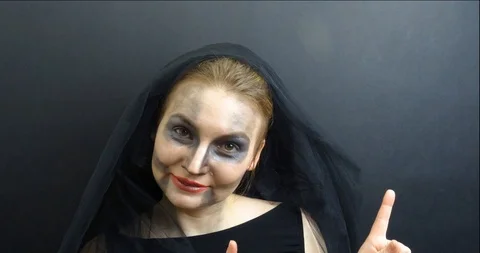 Cheerful dance corpse bride, widow. Stop motion Stock Footage 93051035