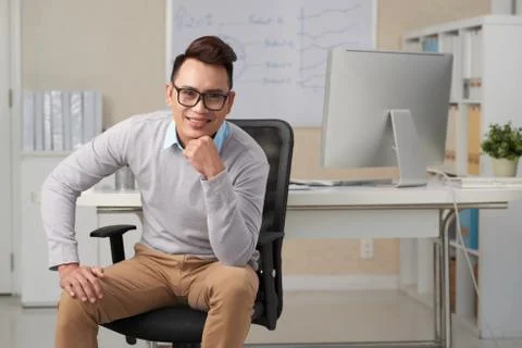 Cheerful developer Stock Photos