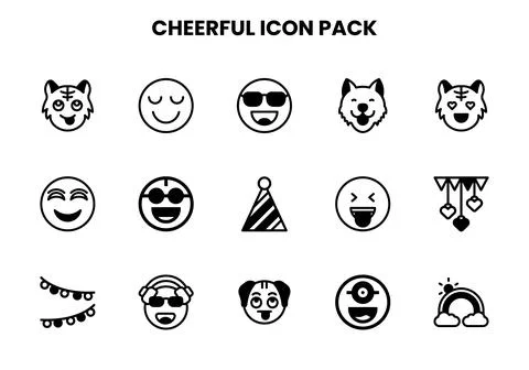 Cheerful DuoTone Bundle Icons Pack Stock Illustration