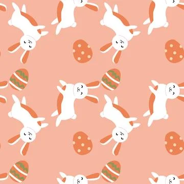 Cheerful easter bunny and egg pattern for festive decor イラスト素材