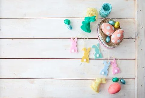 Cheerful easter decorations Stock Photos